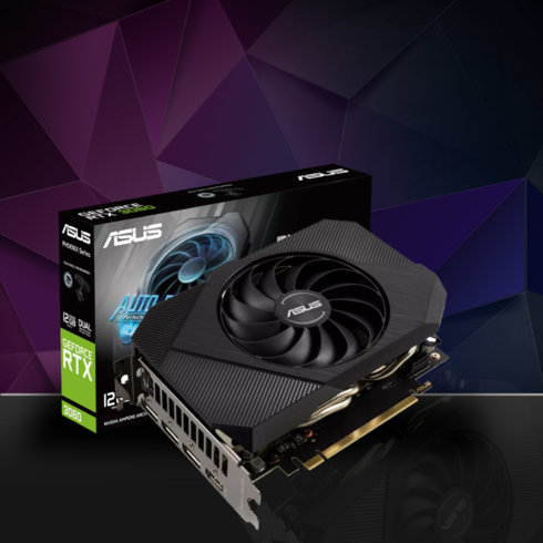 NVIDIA GeForce RTX 3060, Phoenix V2 Asus, 12GB GDDR6, 192 bit, без тепловых трубок, LHR