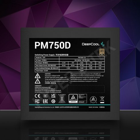 750W / DeepCool PL750D, APFC, КПД 80%, Bronze